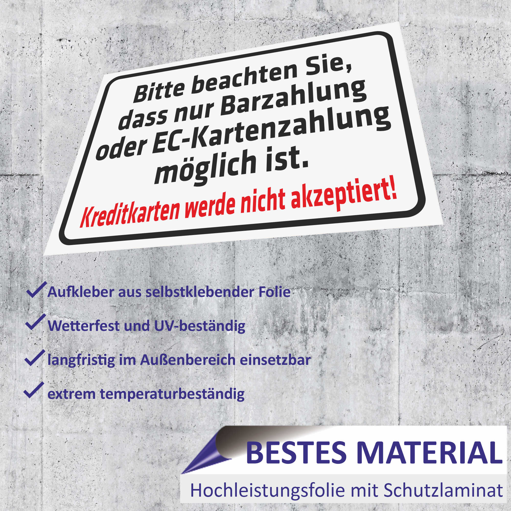 Schild nur Barzahlung oder ECKartenzahlung möglich ist KPI0305 eBay